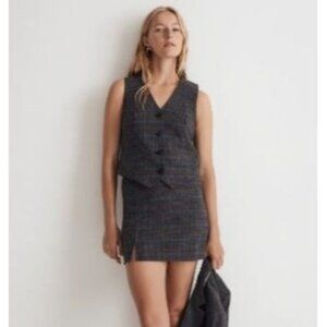 NEW Madewell Women's Vest Wool Blend Suiting Vest Plaid Office Siren Core Size 4